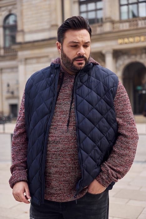 Men+ trui met capuchon, gebreide hoodie, gemêleerd breisel, tot 8XL