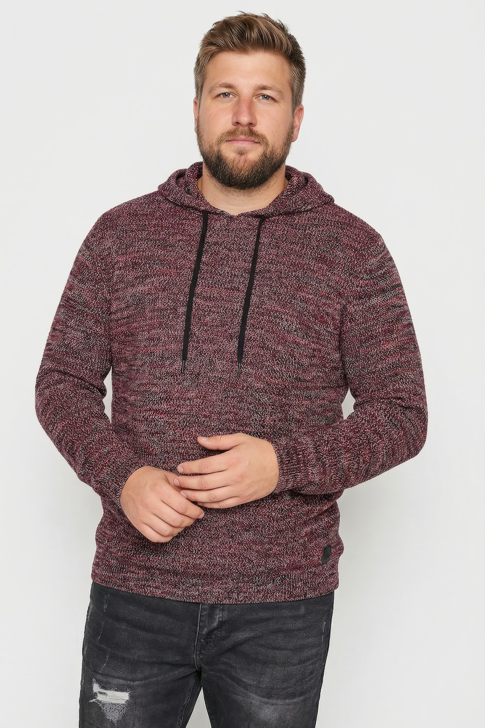 Men+ Kapuzen-Pullover, Strick Hoodie, Melangestrick, bis 8 XL