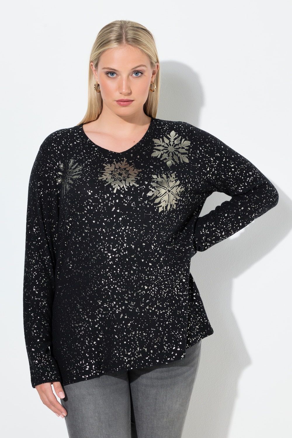 Große Größen Sweatshirt, Damen, schwarz, Größe: 54/56, Polyester/Viskose, Ulla Popken