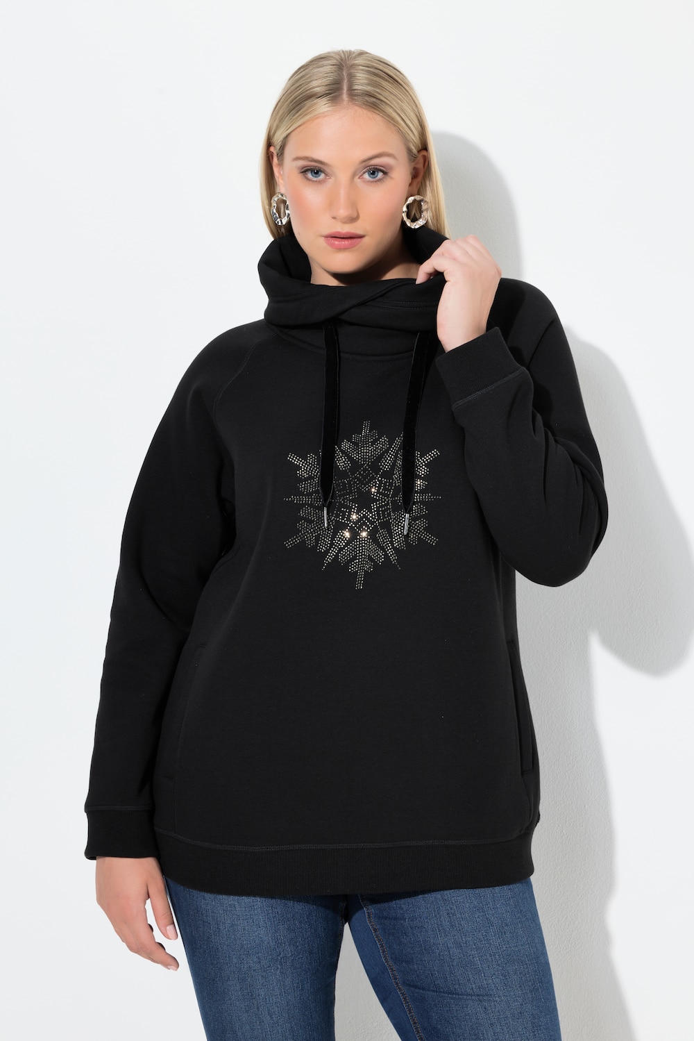 Große Größen Sweatshirt, Damen, schwarz, Größe: 58/60, Baumwolle, Ulla Popken