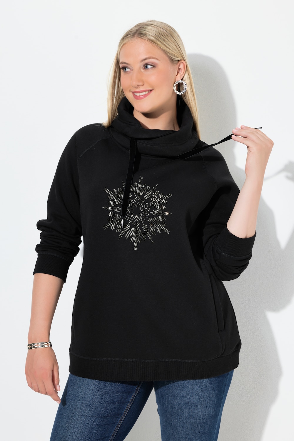 Sweatshirt, Schneeflocke, Stehkragen, Langarm