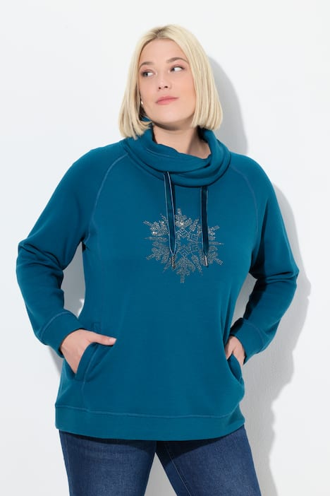 Sweatshirt, Schneeflocke, Stehkragen, Langarm