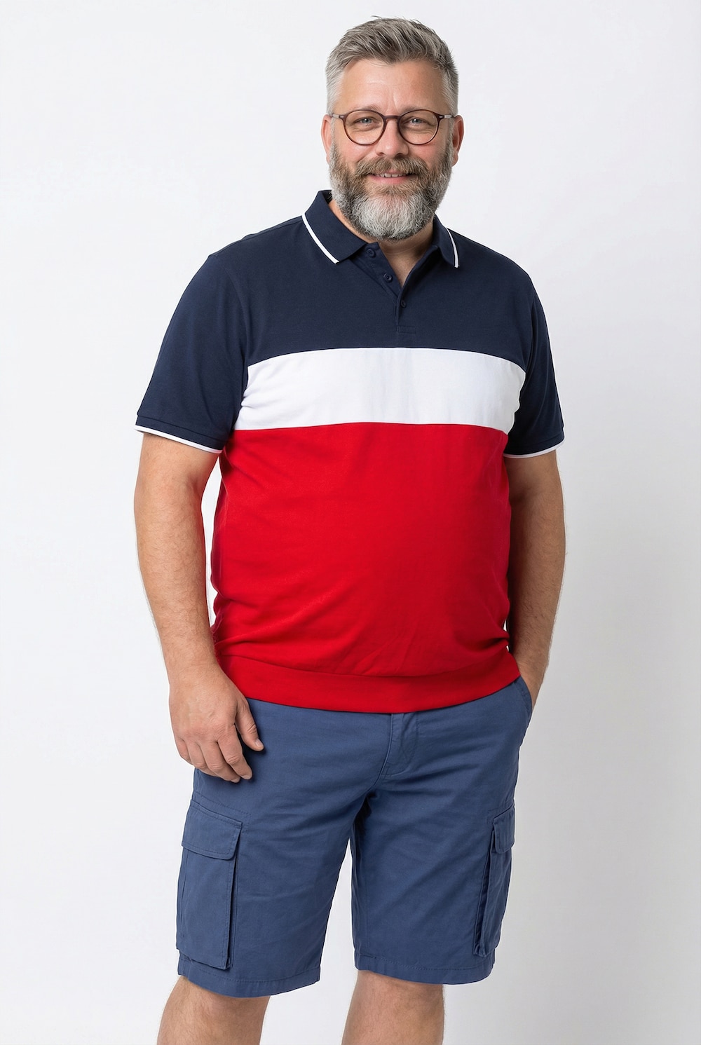 Poloshirt, Bauchfit, Colorblocking, Halbarm, bis 8 XL