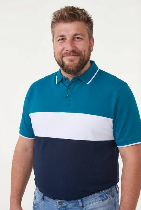 Men+ Poloshirt, Bauchfit, Colorblocking, Halbarm, bis 8 XL
