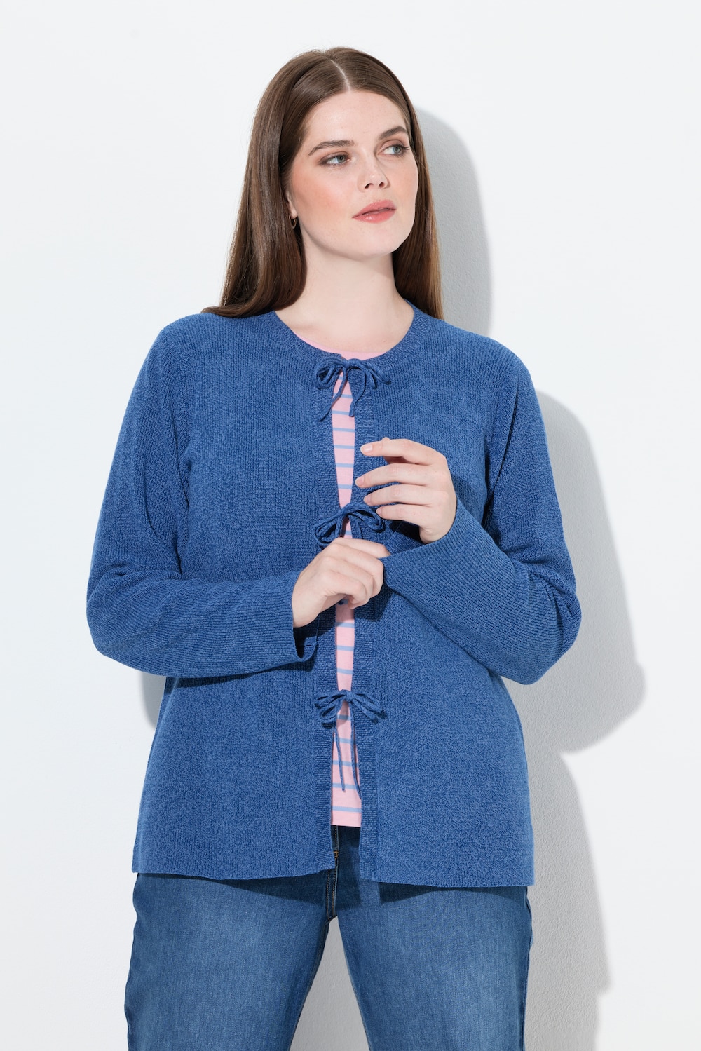 Große Größen Strickjacke, Damen, blau, Größe: 50/52, Baumwolle, Ulla Popken
