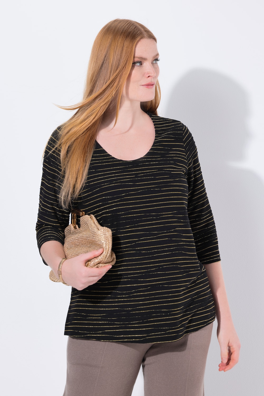 Große Größen Shirt, Damen, schwarz, Größe: 46/48, Viskose, Ulla Popken