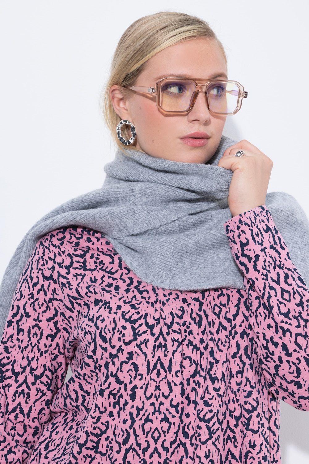 Große Größen Strickschal, Damen, grau, Größe: One Size, Polyester, Ulla Popken