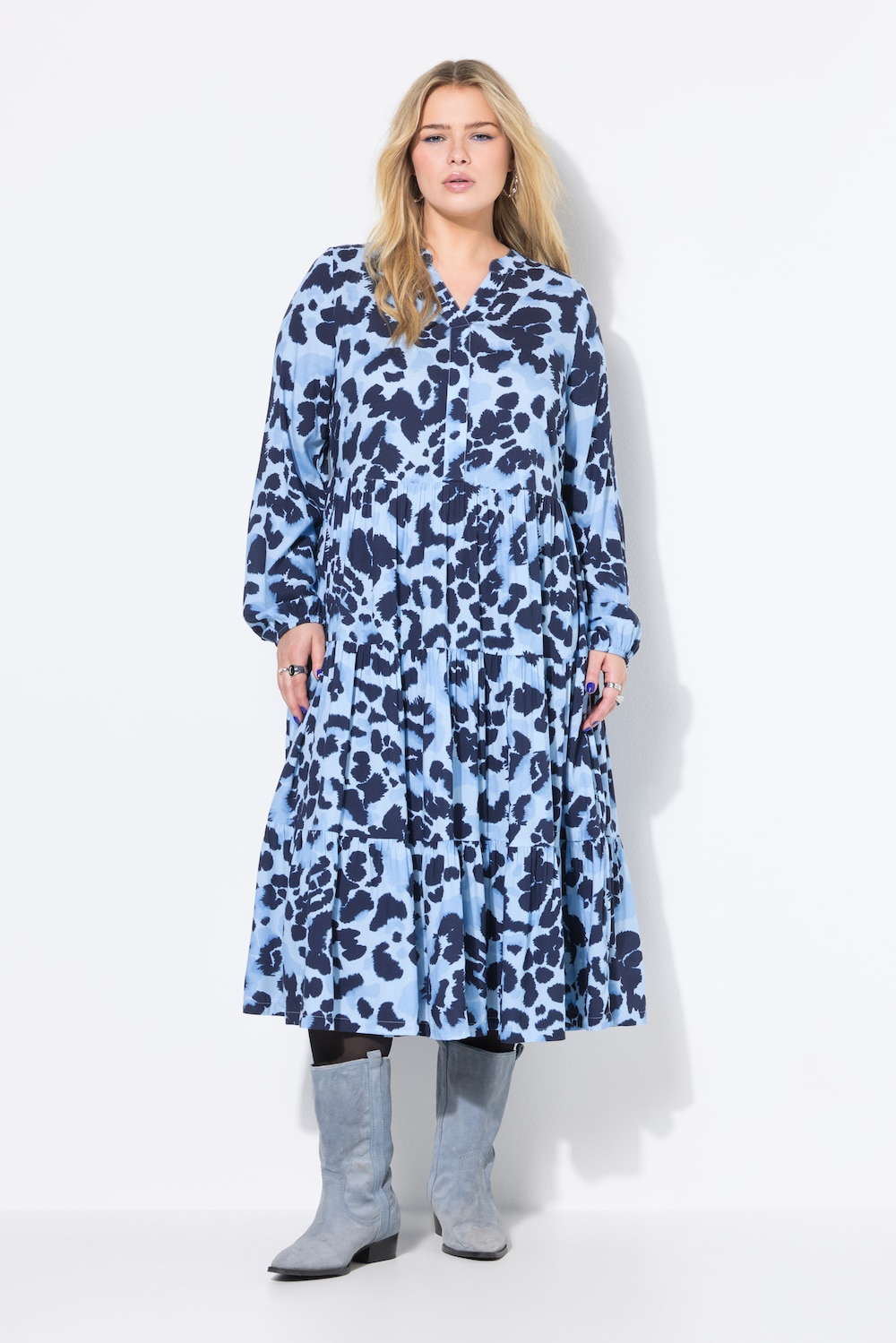 Maxikleid, A-Line, Leo, Volants