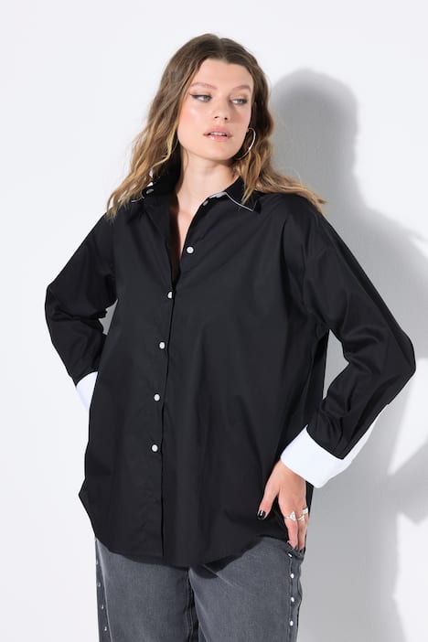 Hemd, oversized, Schmuckdetails