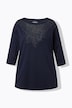 Shirt, Ziersteine, U-Boot-Ausschnitt, 3/4-Arm, Pima Cotton