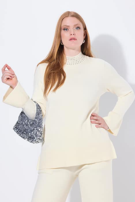 Pullover, Volantärmel, Stehkragen, Langarm