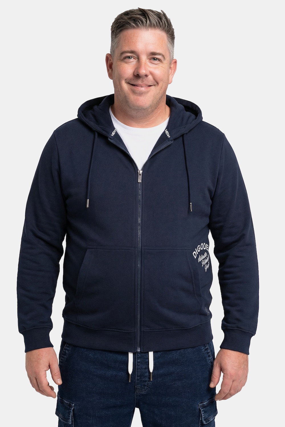 Hoodiejacke, Sweat, Kapuze, Kängurutasche, bis 8 XL