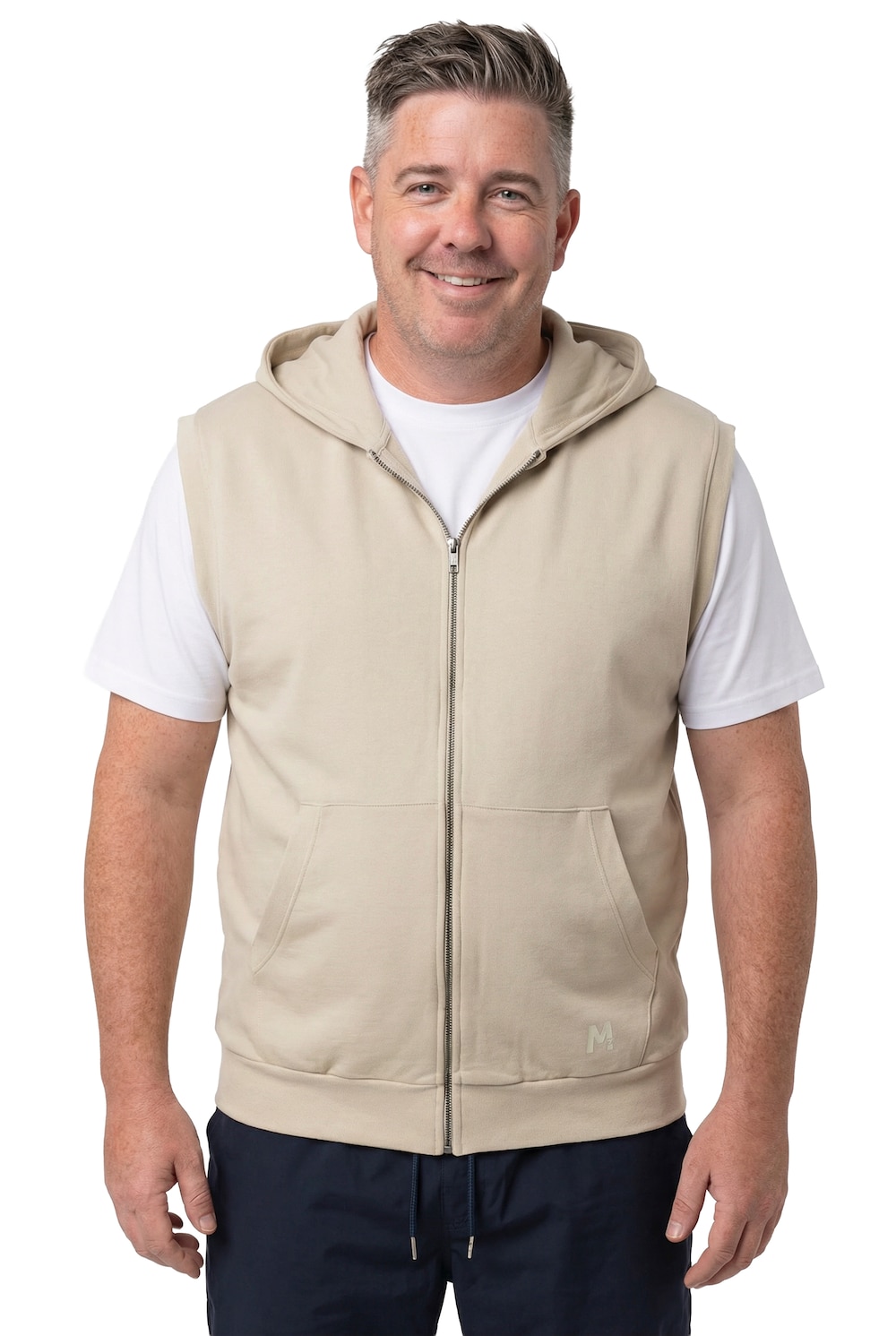 Stora storlekar Mjukisväst, Her, beige, storlek: 3XL, Bomull, Men Plus