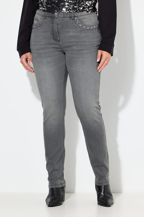 Jeans Sarah, Ziernieten, schmales Bein, Komfortbund