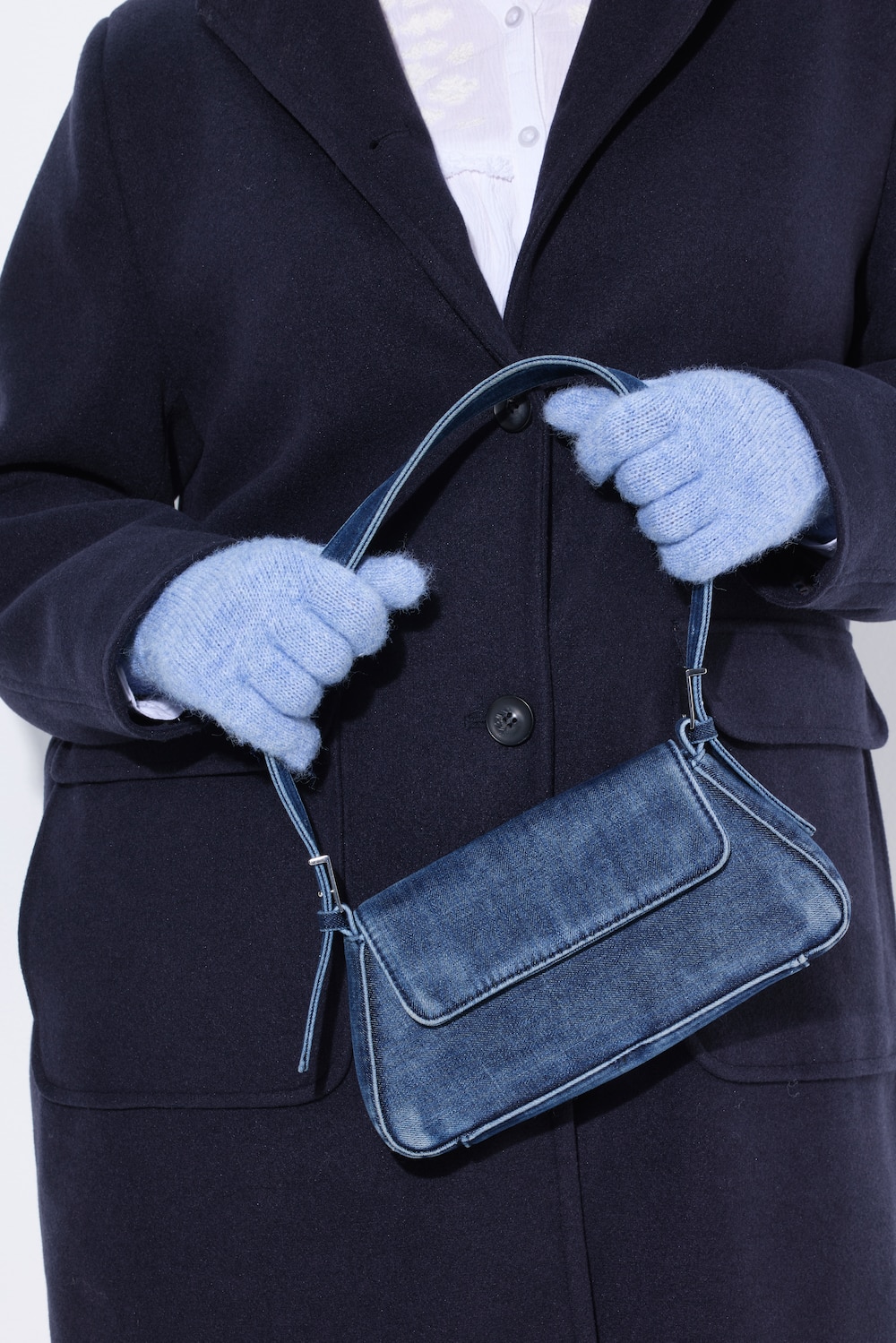 Handschoenen, gemêleerd, fijn breisel, rolrandje