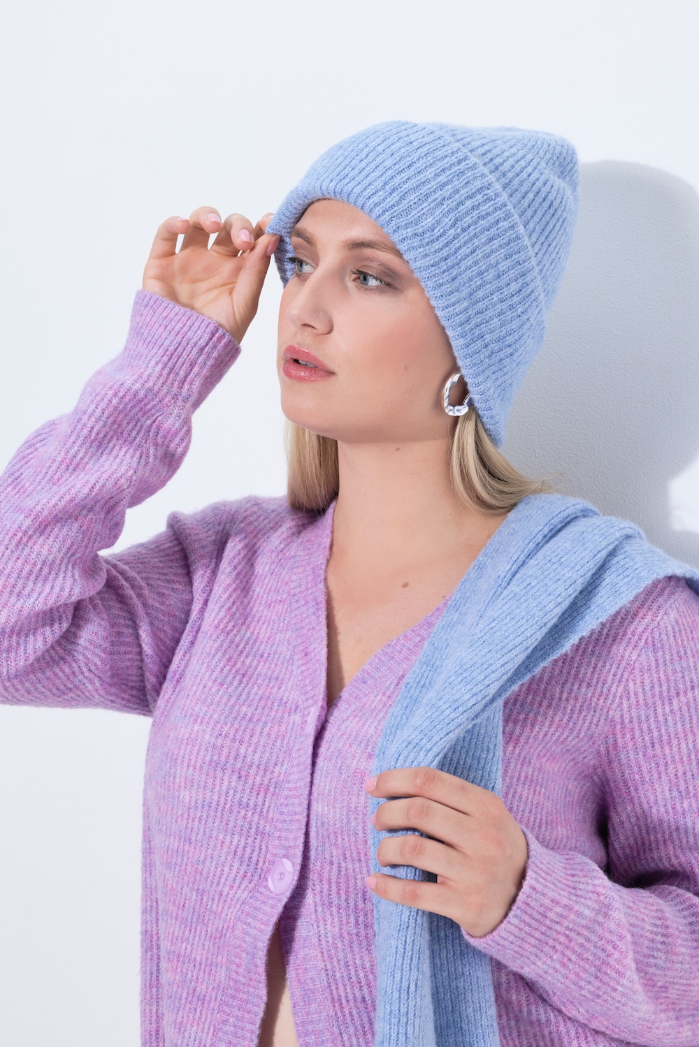 Strickmütze, Damen, blau, Größe: One Size, Polyester, Ulla Popken