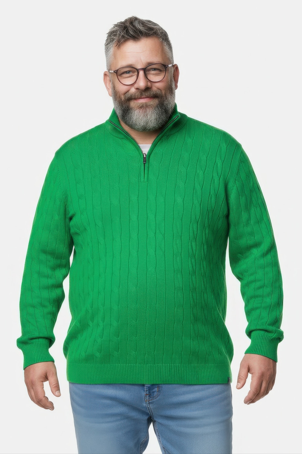 Boston Park Troyer, Strick, Zopfmuster, Stehkragen mit Zipper, bis 84/86