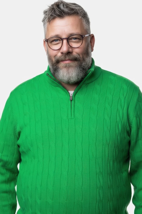 Boston Park Troyer, Strick, Zopfmuster, Stehkragen mit Zipper, bis 84/86