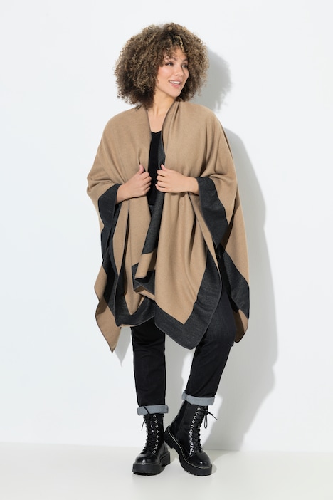 Poncho, Doubleface, Oversized, offene Form