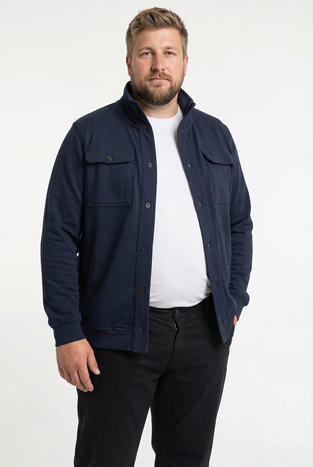 Boston Park Sweatjacke, Stehkragen, Knopfleiste, bis 84/86