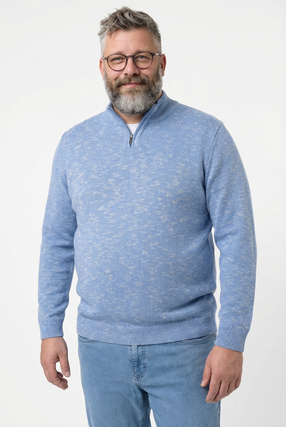 Boston Park Troyer, Melangestrick, Stehkragen mit Zipper, bis 84/86