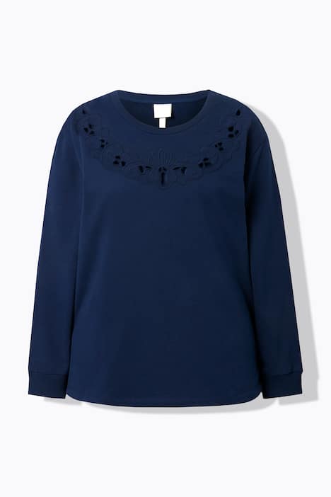 Sweatshirt, Lockstickerei, Rundhals, Langarm, Biobaumwolle