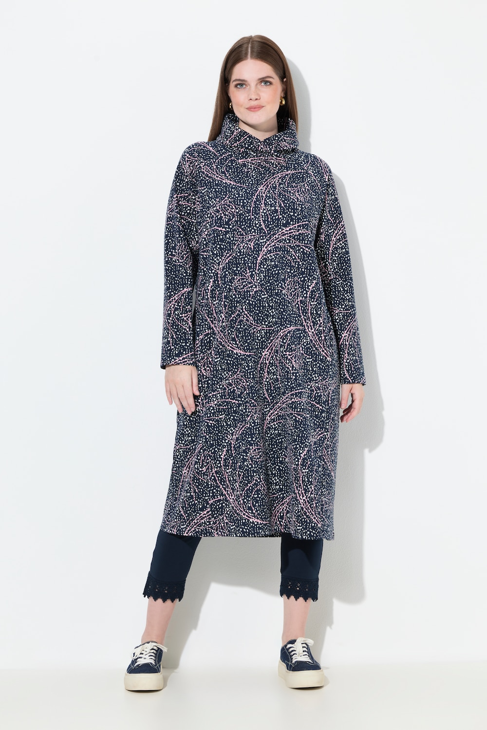 Große Größen Sweat-Midikleid, Damen, blau, Größe: 54/56, Baumwolle, Ulla Popken