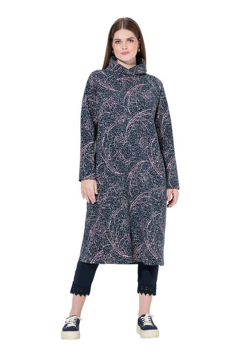 Midi šaty z teplákoviny se šálovým límcem, dlouhý rukáv, bio bavlna