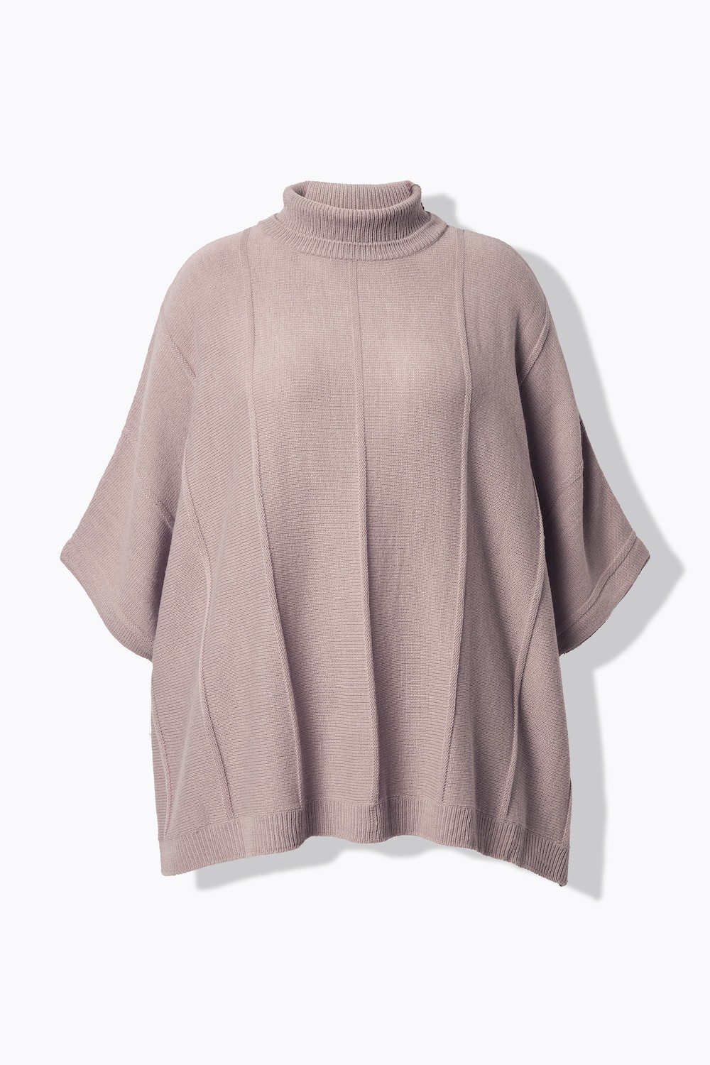 Stora storlekar Stickad poncho, Dam, brun, storlek: 2=50-56, Ull, Ulla Popken