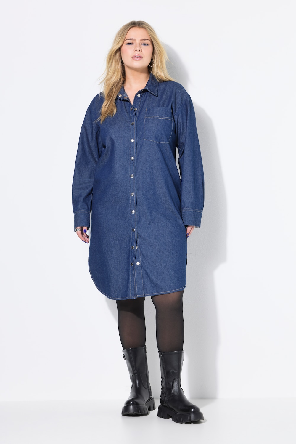 Große Größen Blusenkleid, Damen, blau, Größe: 54/56, Baumwolle, Studio Untold