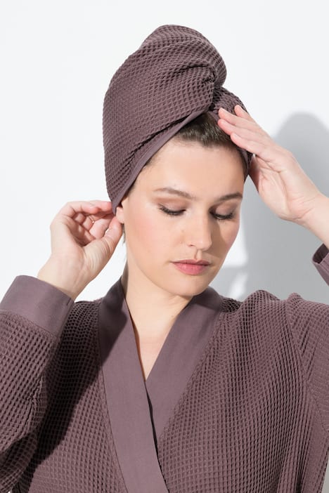Turban-Handtuch, Waffelpiqué, Knopf, Schlaufe