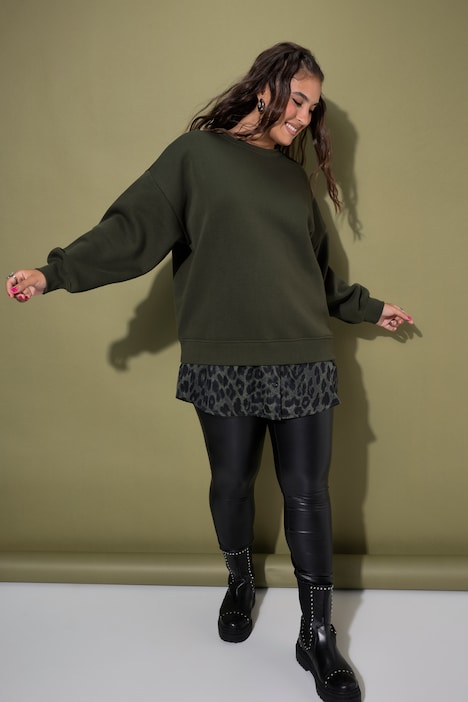 Sweat-shirt oversize, base chemisier arrondie
