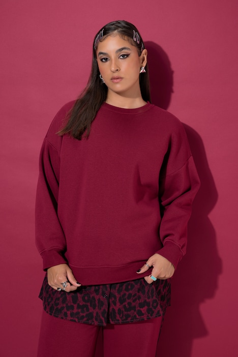 Sweatshirt, oversized, gerundeter Blusensaum