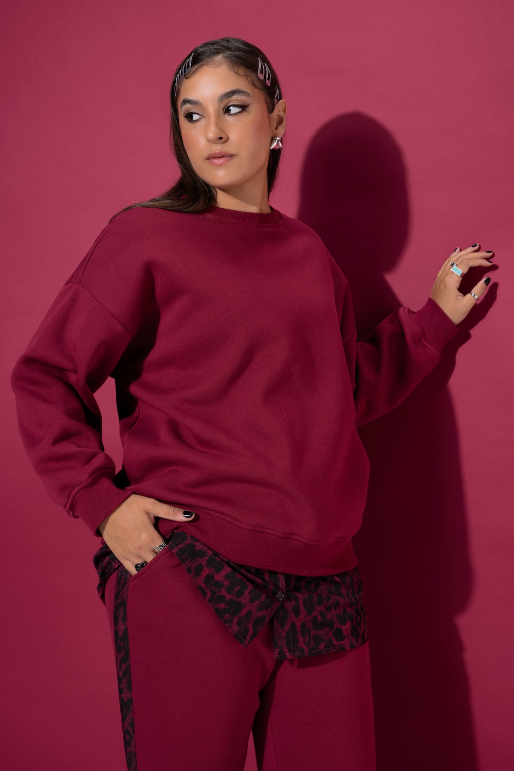 Sweatshirt, oversized, afgeronde blouse zoom