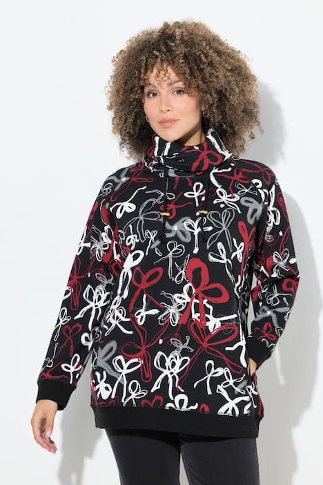 Sweatshirt, Scribble-Muster, Stehkragen, Langarm