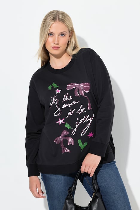 Weihnachts-Sweatshirt, Schleifen, Rundhals, Langarm
