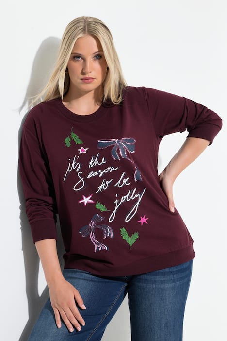 Weihnachts-Sweatshirt, Schleifen, Rundhals, Langarm