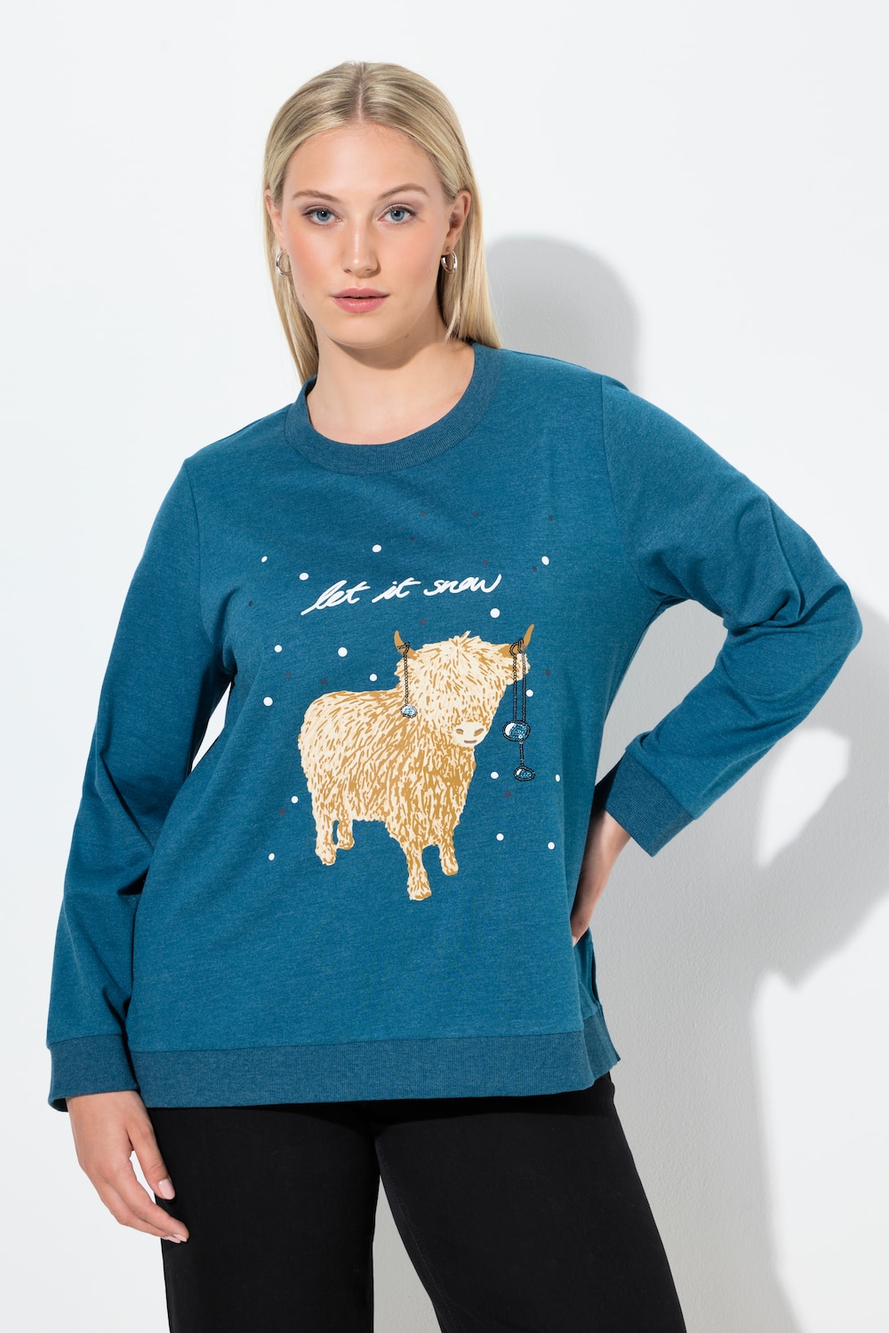 Thumbnail - Große Größen Sweatshirt, Damen, blau, Größe: 42/44, Baumwolle/Polyester, Ulla Popken