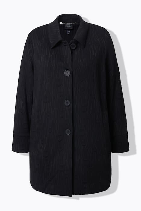 Jacquard-Jerseyblazer, A-Linie, Hemdkragen, Langarm