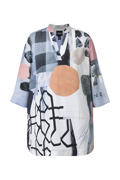 Lyocellová tunika, srdce, tunikový výstřih, 3/4 rukávy