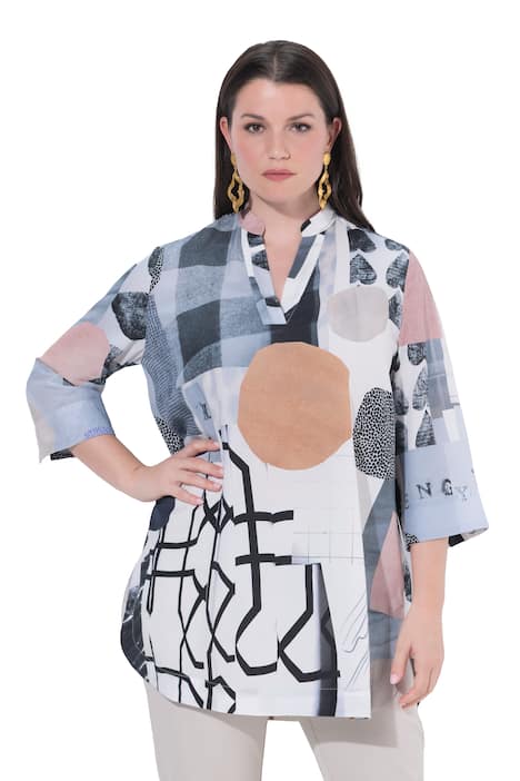 Lyocellová tunika, srdce, tunikový výstřih, 3/4 rukávy