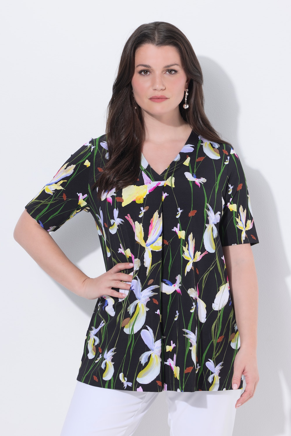 Große Größen Slinky-Shirt, Damen, schwarz, Größe: 42/44, Viskose, Ulla Popken