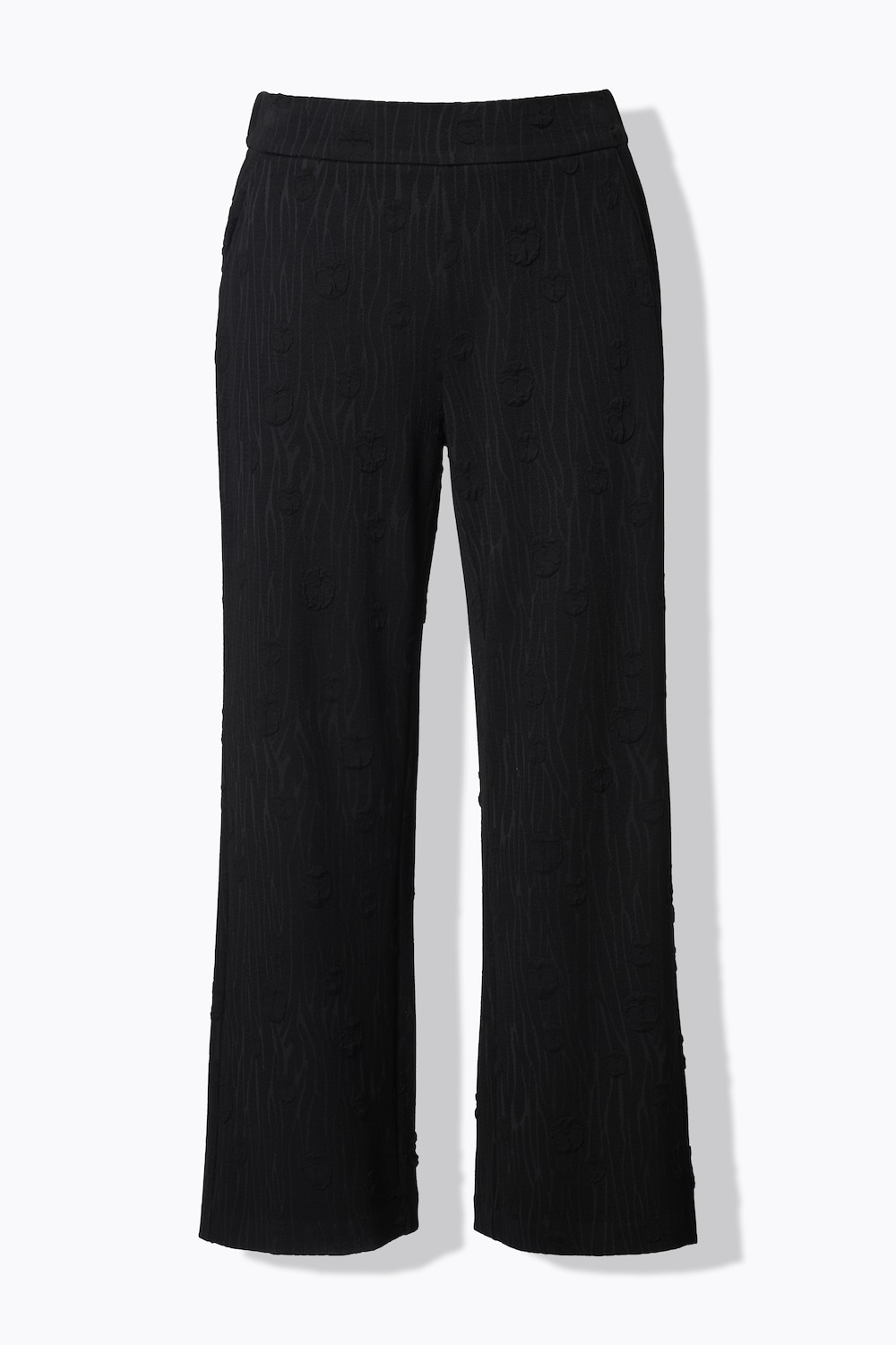Stora storlekar Jacquard-jerseybyxa, Dam, svart, storlek: 54/56, Viskos/Polyester, Ulla Popken