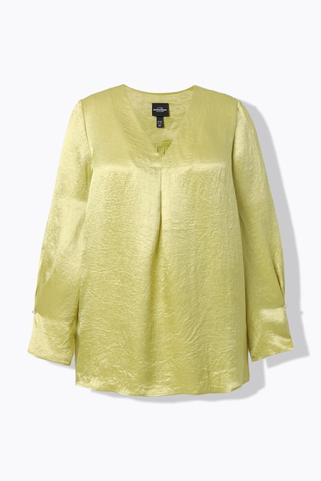 Tuniek, A-lijn, sierplooi, V-hals, lange mouwen