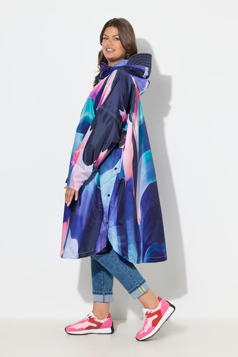 Funktions-Regencape, Unisex, Print, Kapuze