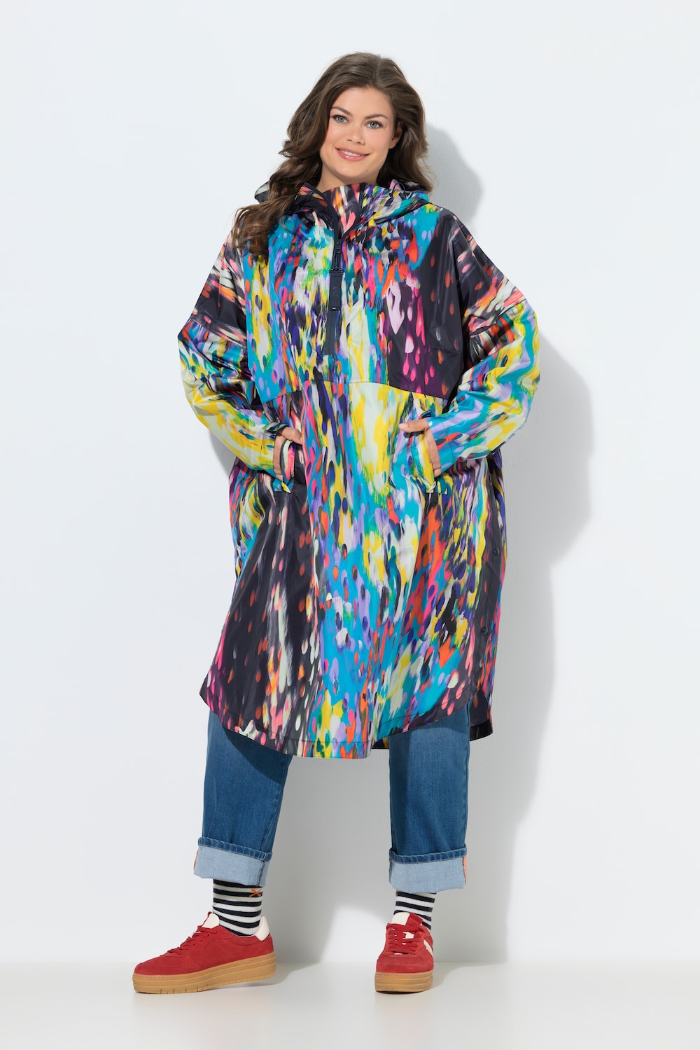 Funktions-Regencape, Unisex, Print, Kapuze