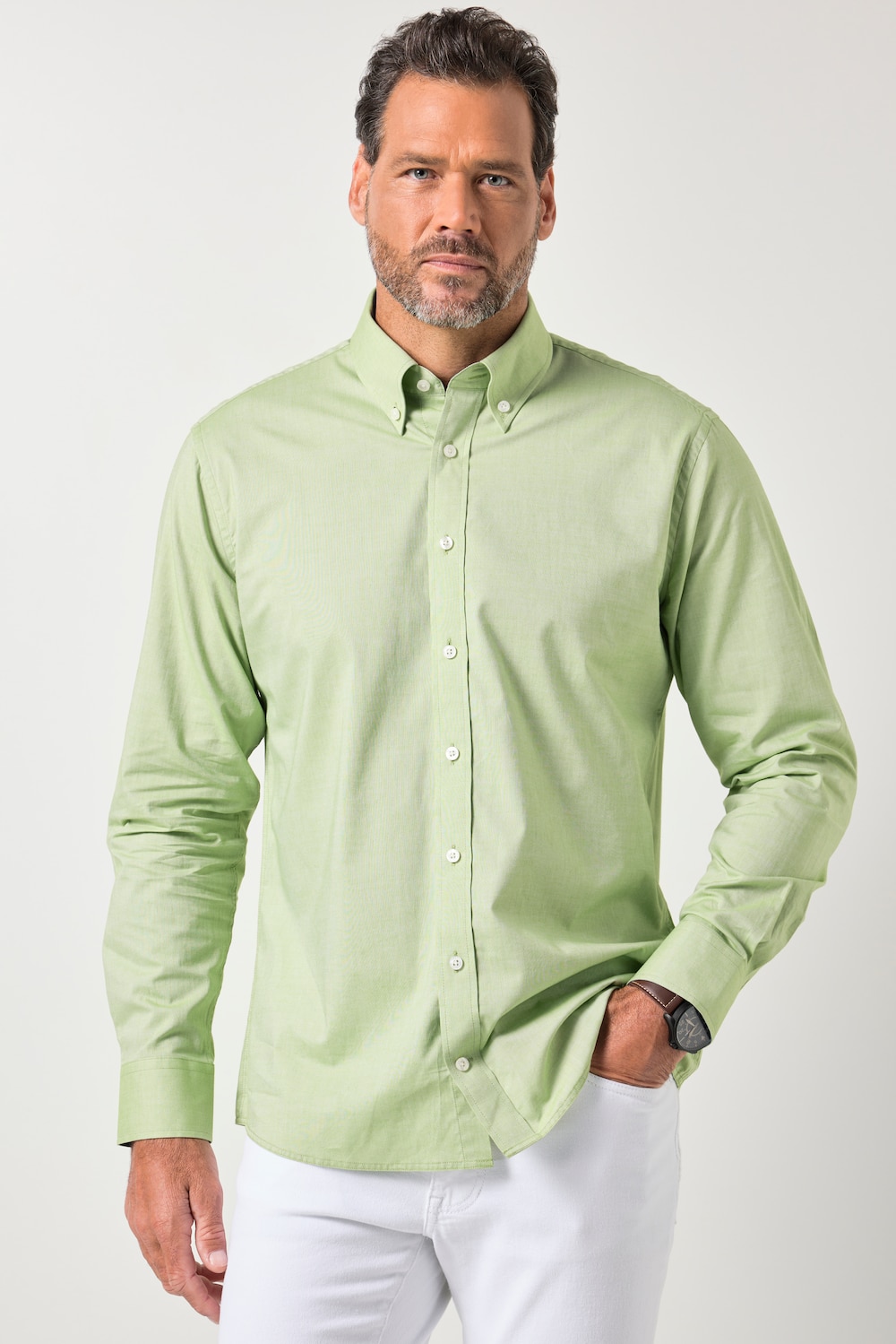 JP1880 Hemd, Langarm, Buttondown-Kragen, TwoTone, Modern Fit, bis 8 XL