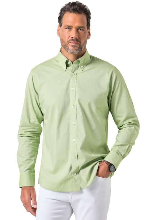 Košile JP1880, dlouhé rukávy, límeček s knoflíky, dvoutónová, Modern střih, do 8XL