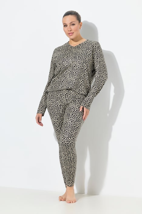 Ski-Funktionsleggings, Leomuster, schmales Bein, recycelt