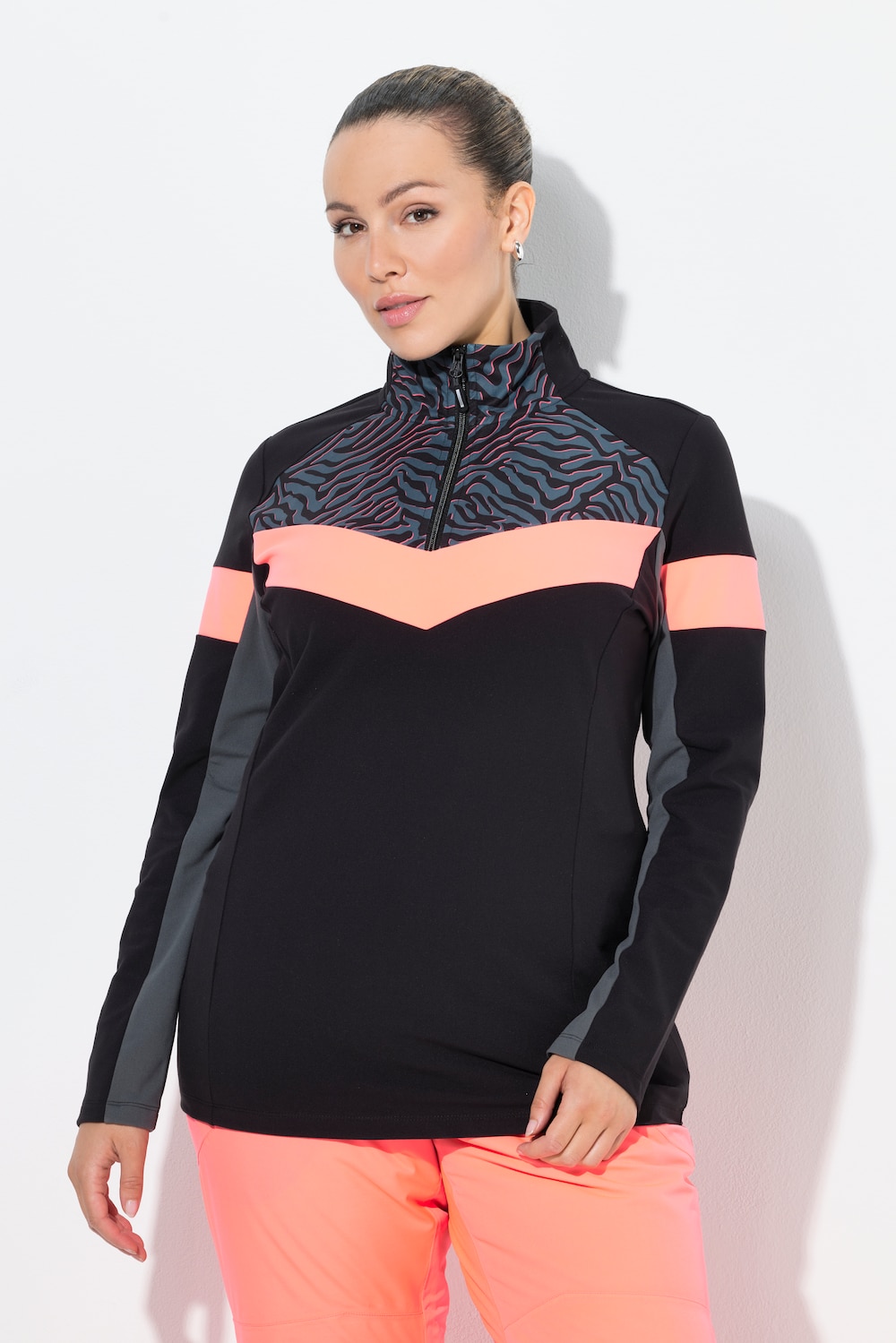 Große Größen Funktions-Troyershirt, Damen, schwarz, Größe: 58/60, Elasthan, Ulla Popken